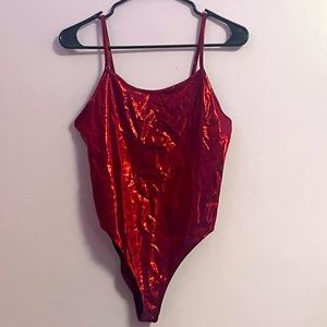 Red shimmery bodysuit
